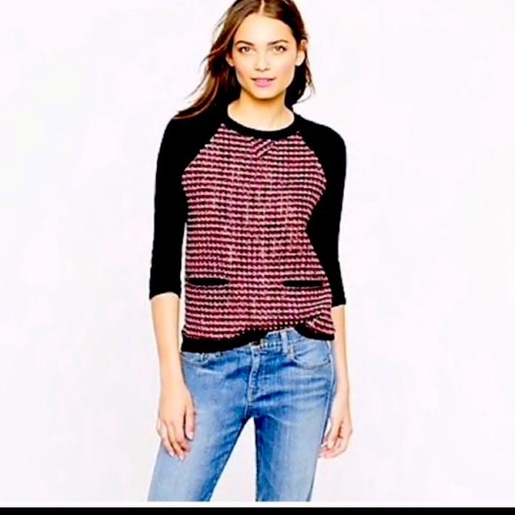 J Crew Tweed-front Merino Sweater - Picture 1 of 5